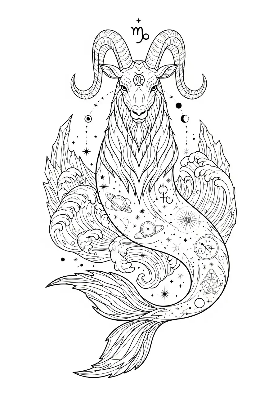 steenbok sterrenbeeld december kleurplaat