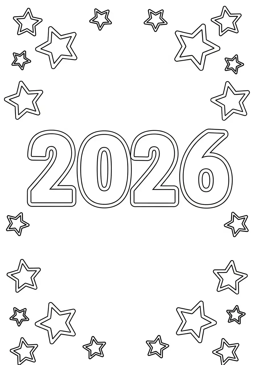 sterren frame 2026 kleurplaat