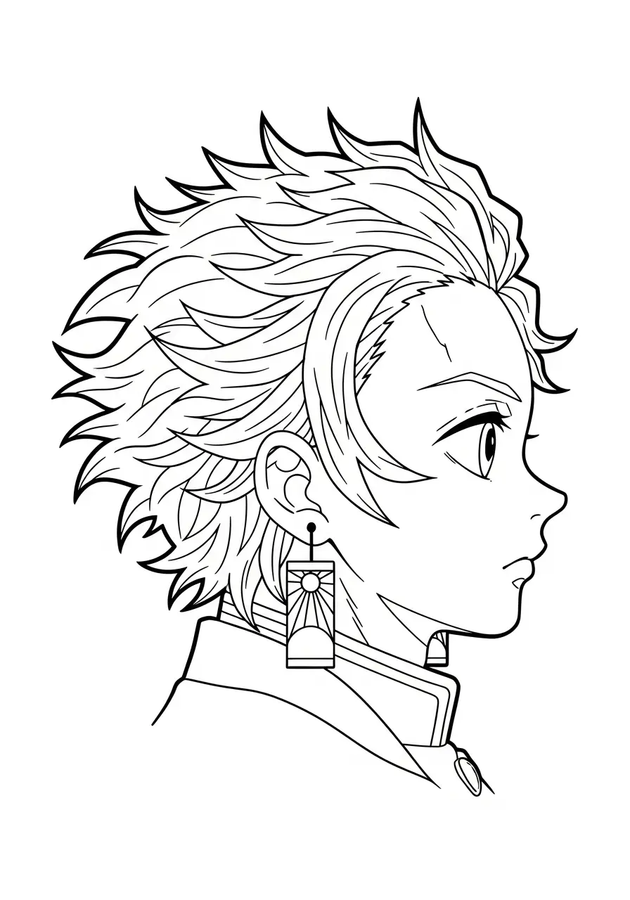 tanjiro zwaardvechter pose kleurplaat