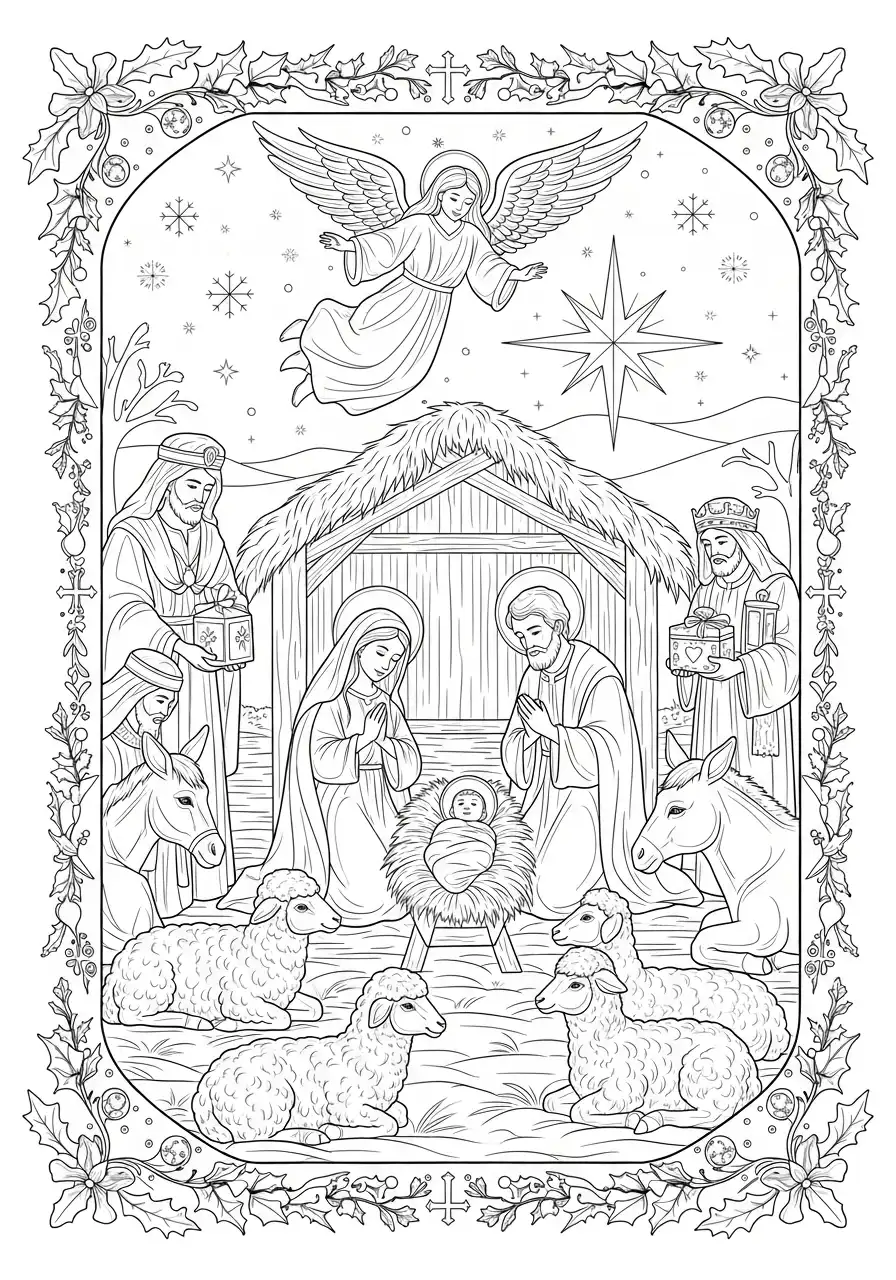 traditionele kerststal met herders en wijzen