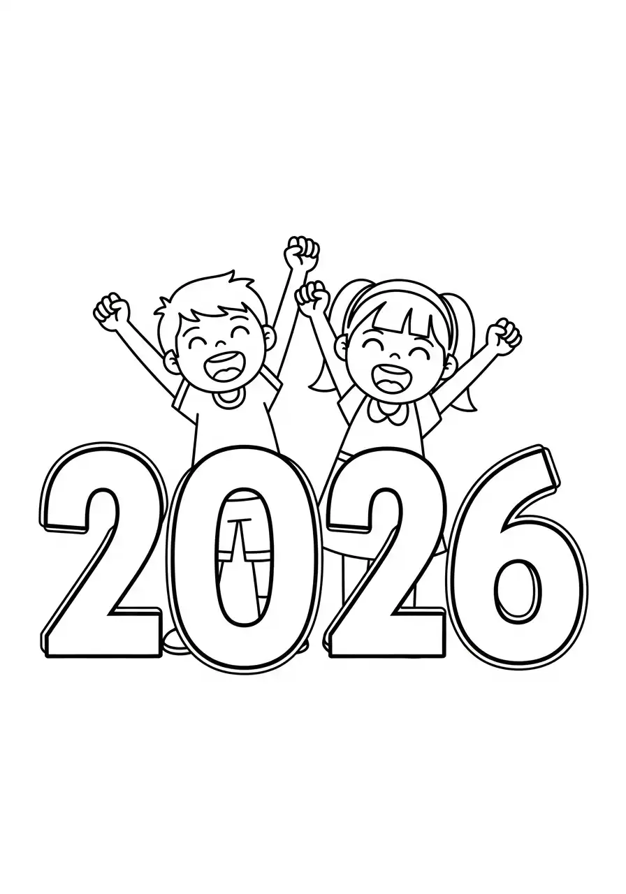 vrolijke kinderen 2026 kleurplaat