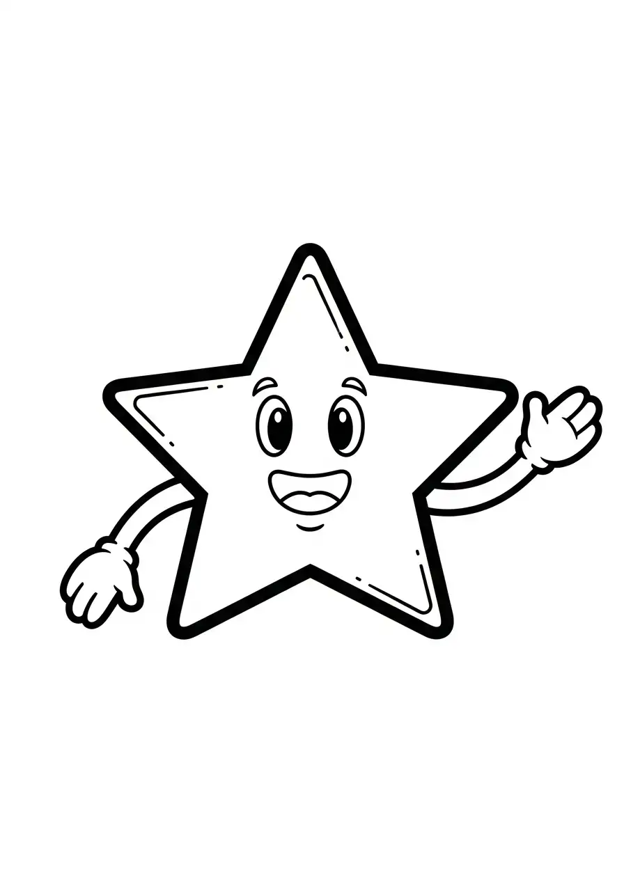 Kerstster Kleurplaat 9 vrolijke ster zwaait kleurplaat