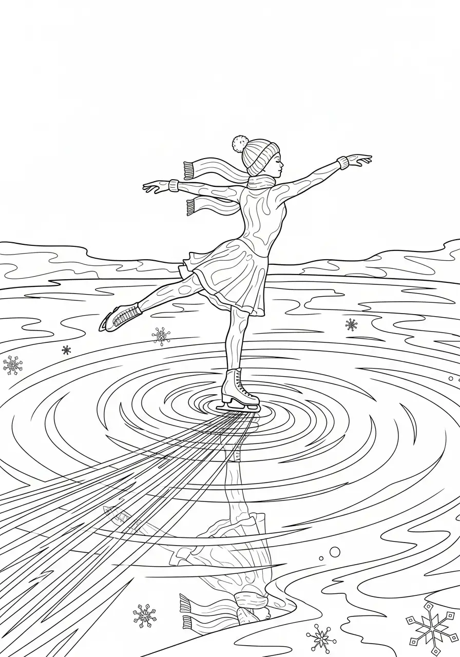 vrouw ijsschaatsen figuren kleurplaat