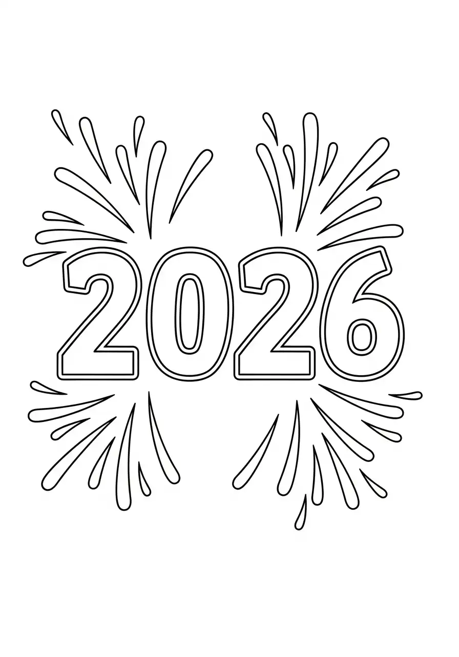 vuurwerk achtergrond 2026 kleurplaat