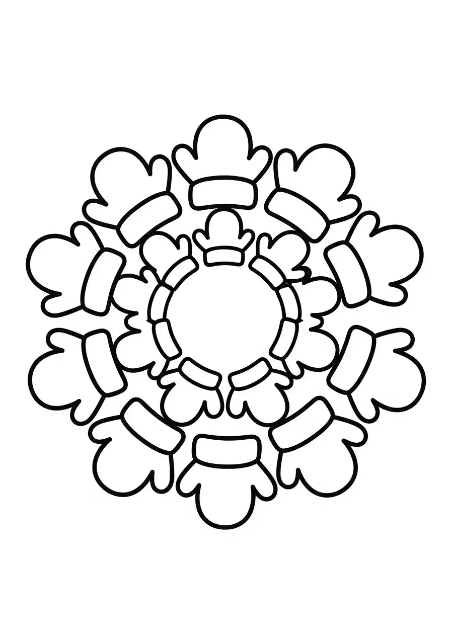 wanten sneeuwvlok kleurplaat