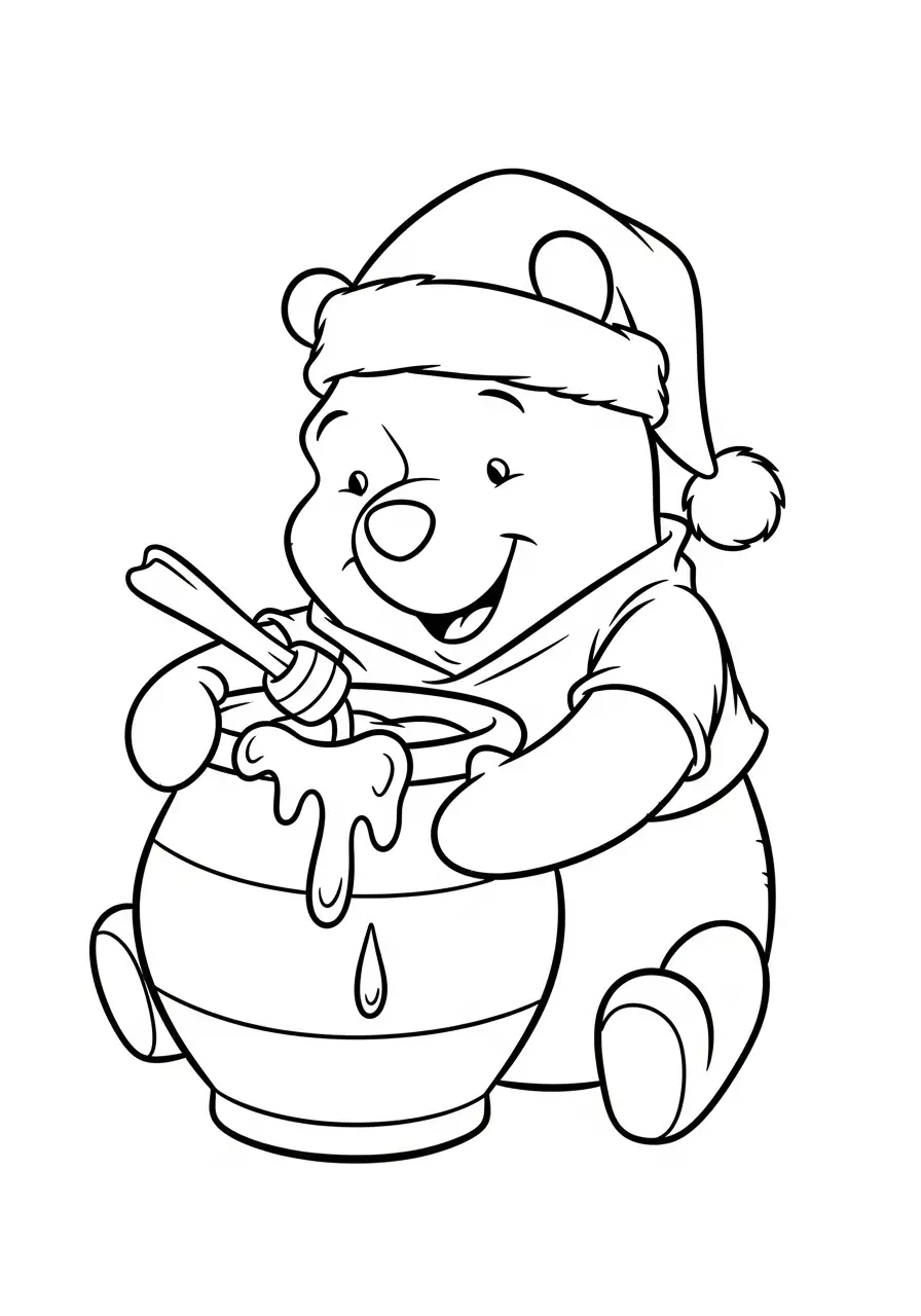 winnie de poeh met honing kerst kleurplaat