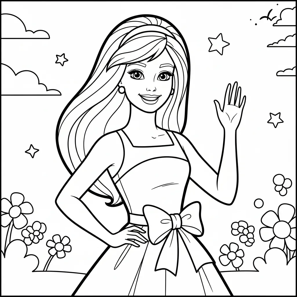 Barbie kleurplaat 9 Barbie kleurplaat 1