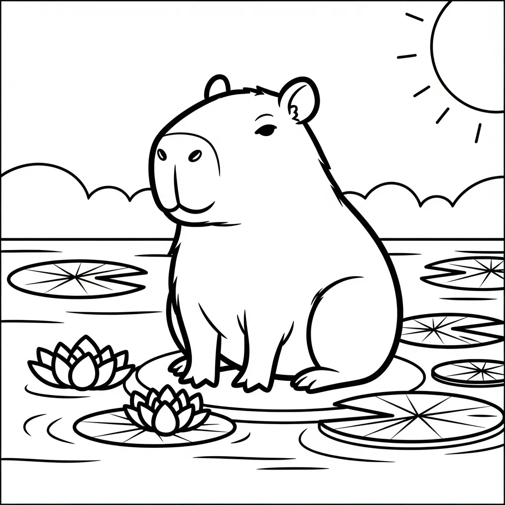 Kleurplaat Capybara 9 Kleurplaat Capybara 1