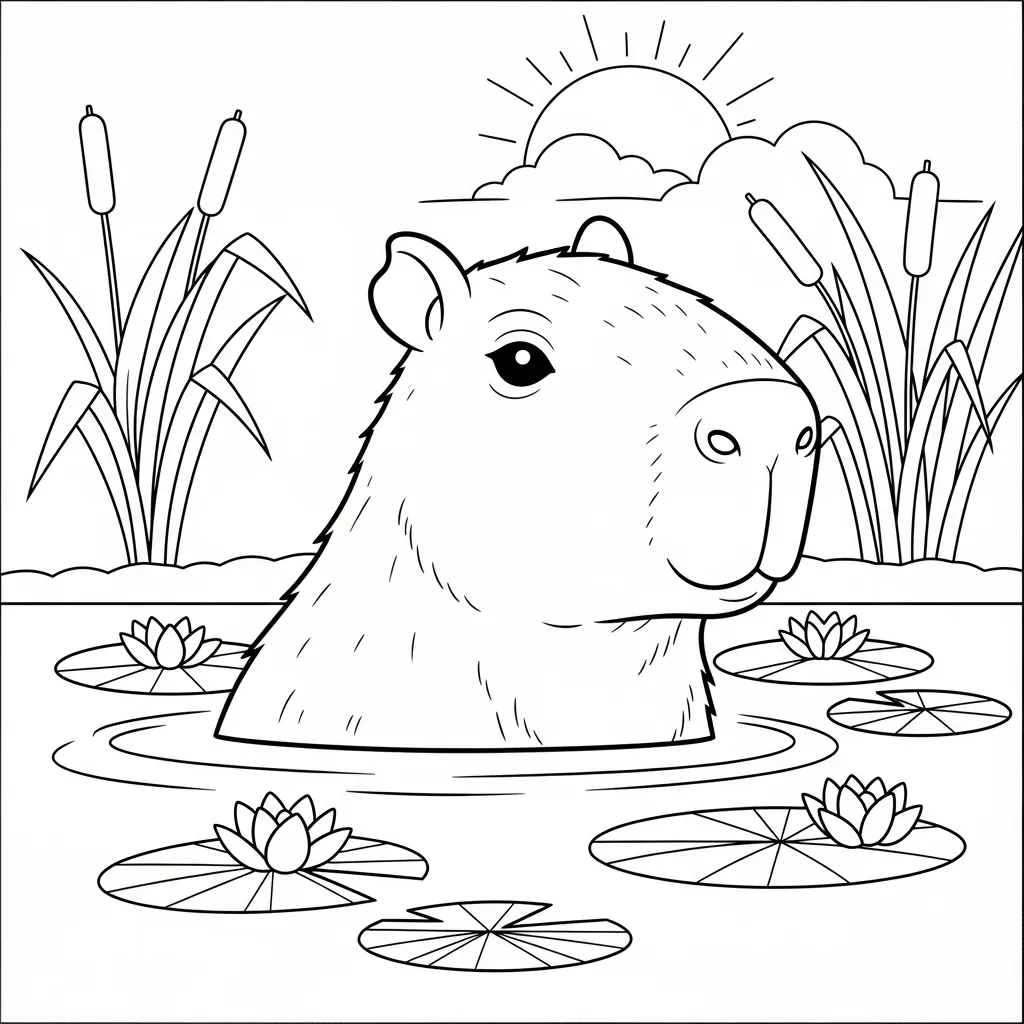 Kleurplaat Capybara 11 Kleurplaat Capybara 3