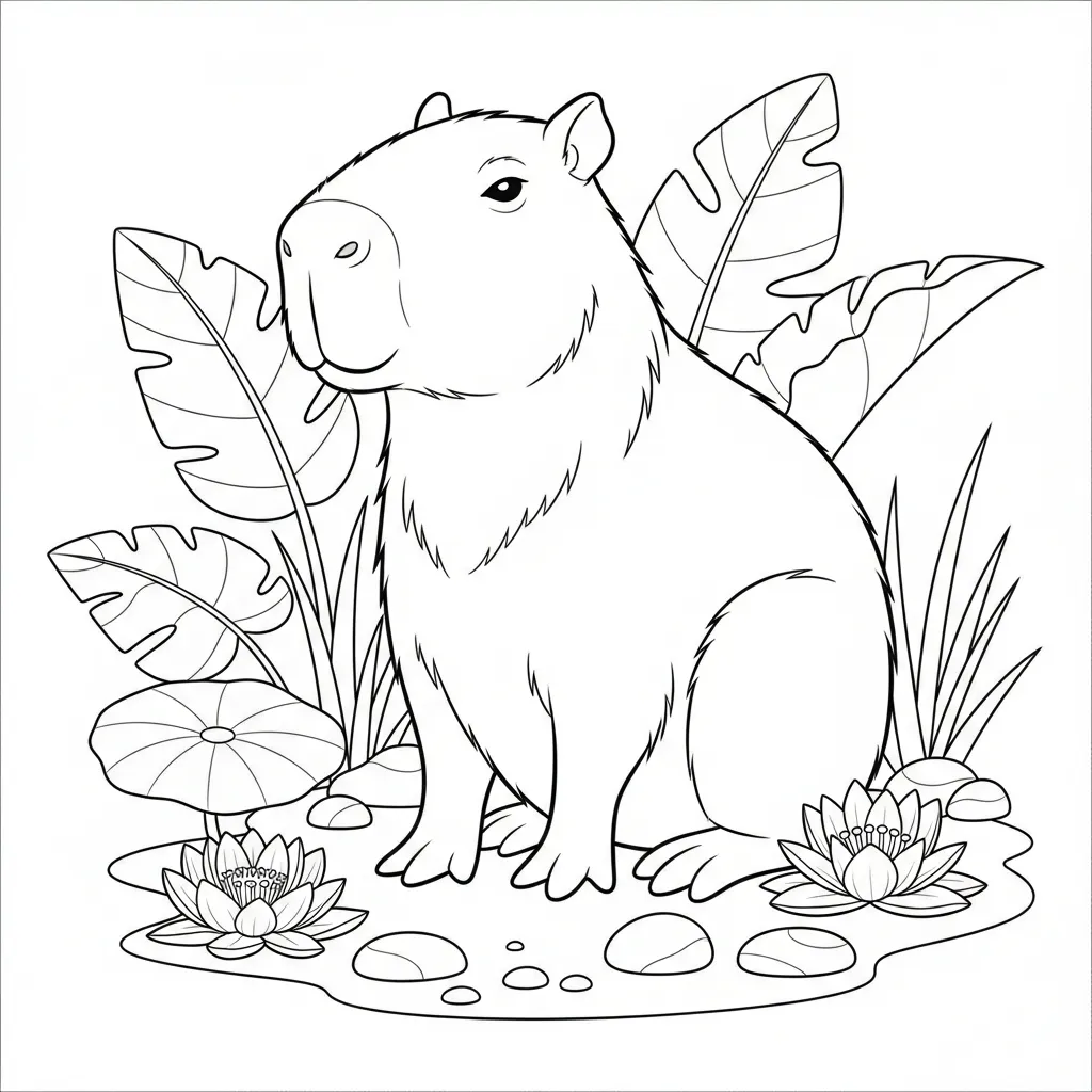 Kleurplaat Capybara 12 Kleurplaat Capybara 4