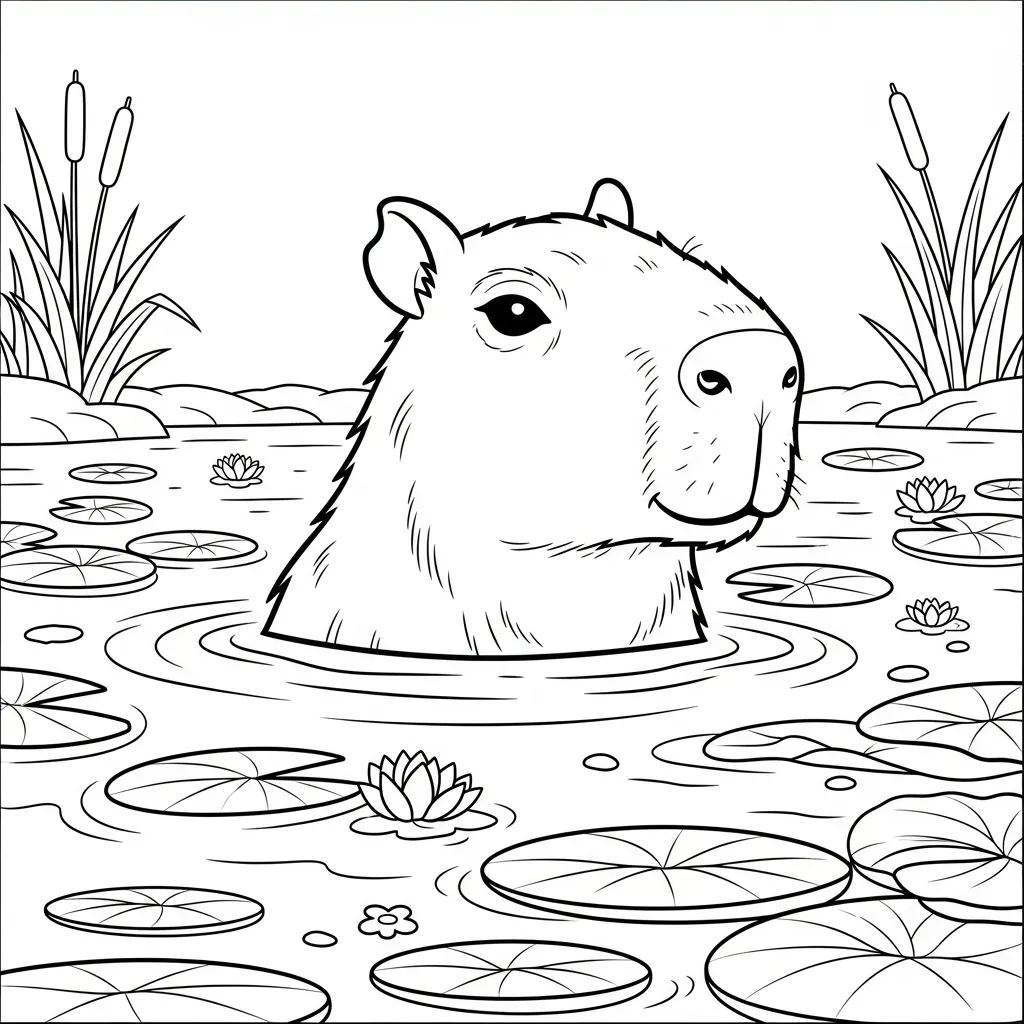 Kleurplaat Capybara 13 Kleurplaat Capybara 5