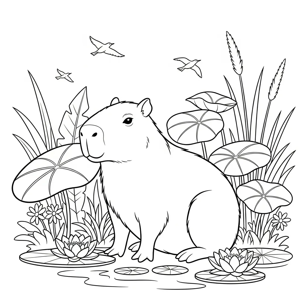Kleurplaat Capybara 14 Kleurplaat Capybara 6