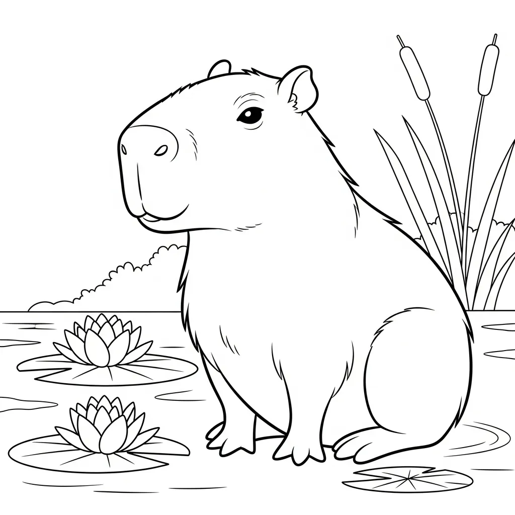 Kleurplaat Capybara 15 Kleurplaat Capybara 7