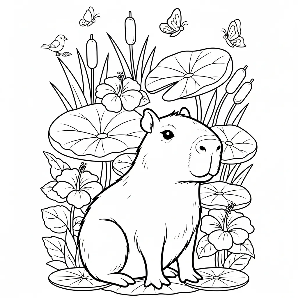 Kleurplaat Capybara 8 Kleurplaat Capybara