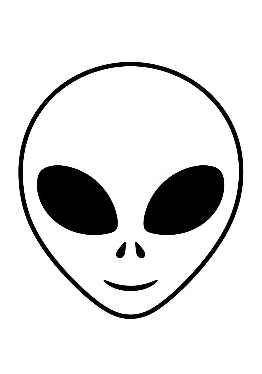 Emoji Kleurplaat 9 alien hoofd kleurplaat