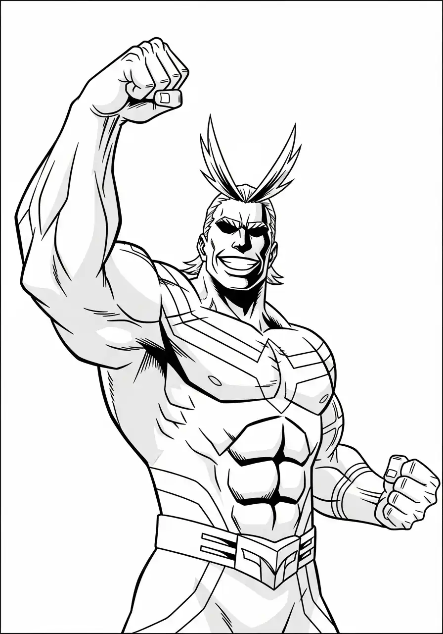 all might machtig pose kleurplaat