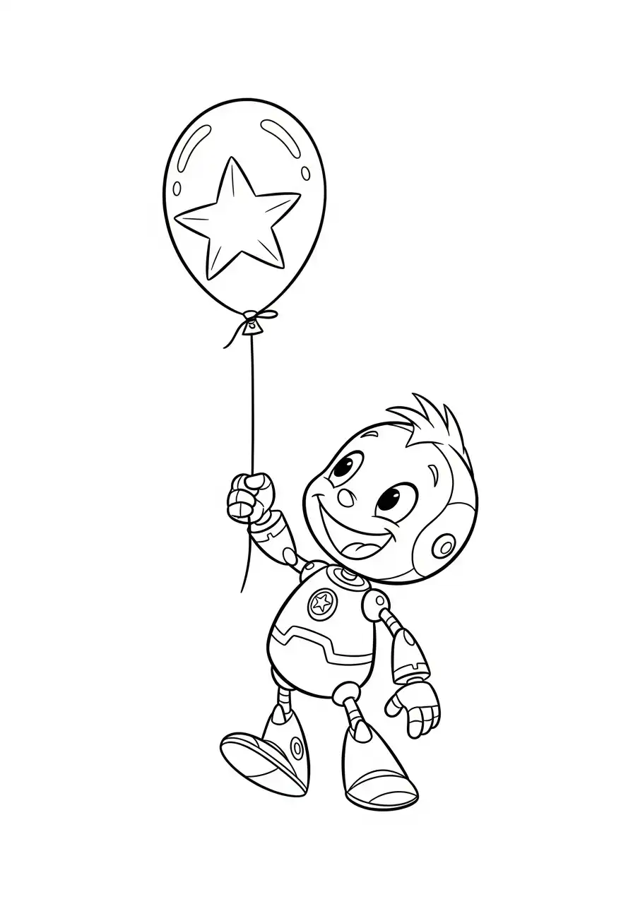 baby robot met ballon kleurplaat