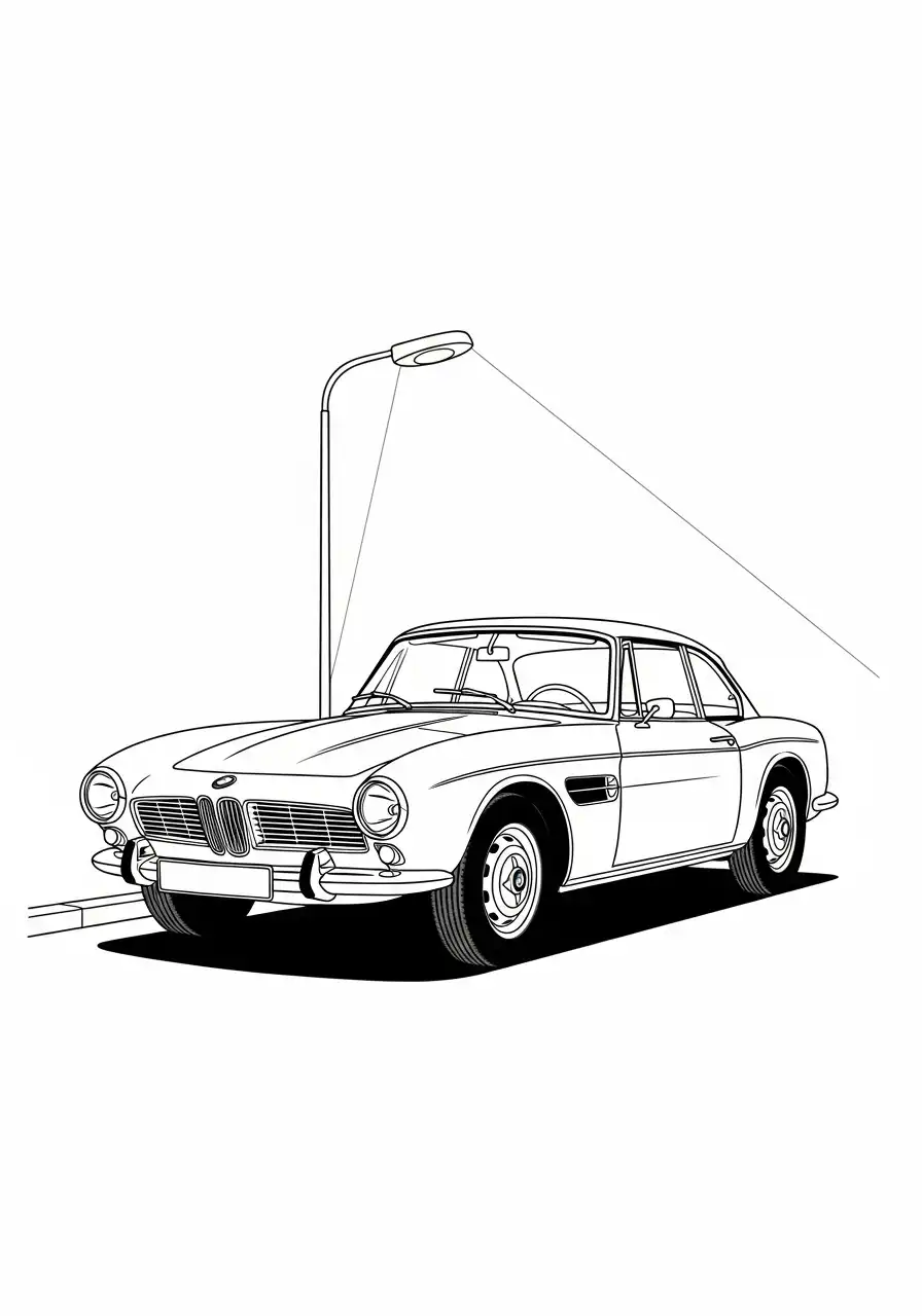 bmw 503 klassieke coupe bij lantaarnpaal
