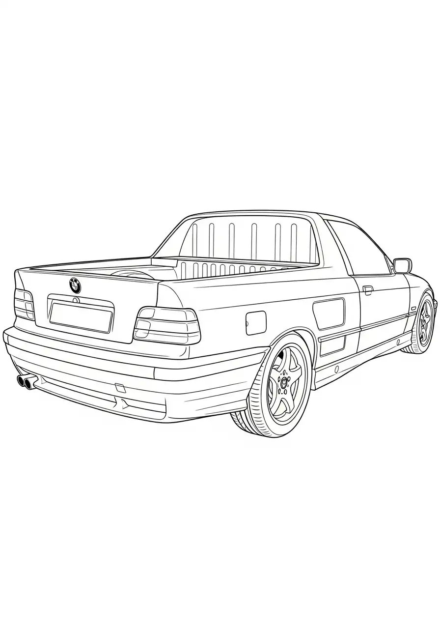 bmw e36 pickup achterkant kleurplaat