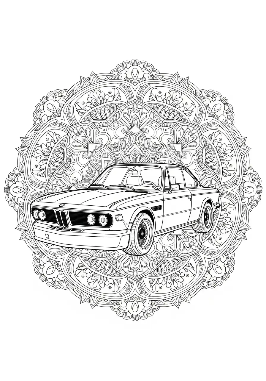 bmw e9 klassieker met mandala patroon