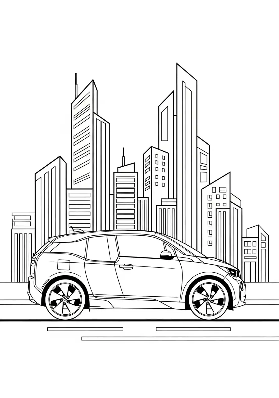 bmw i3 elektrische stadsauto bij skyline
