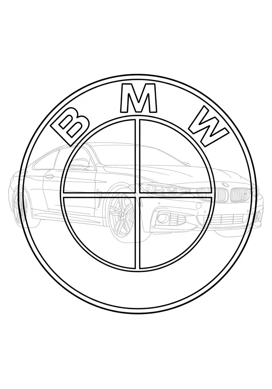 bmw logo embleem op sportauto kleurplaat