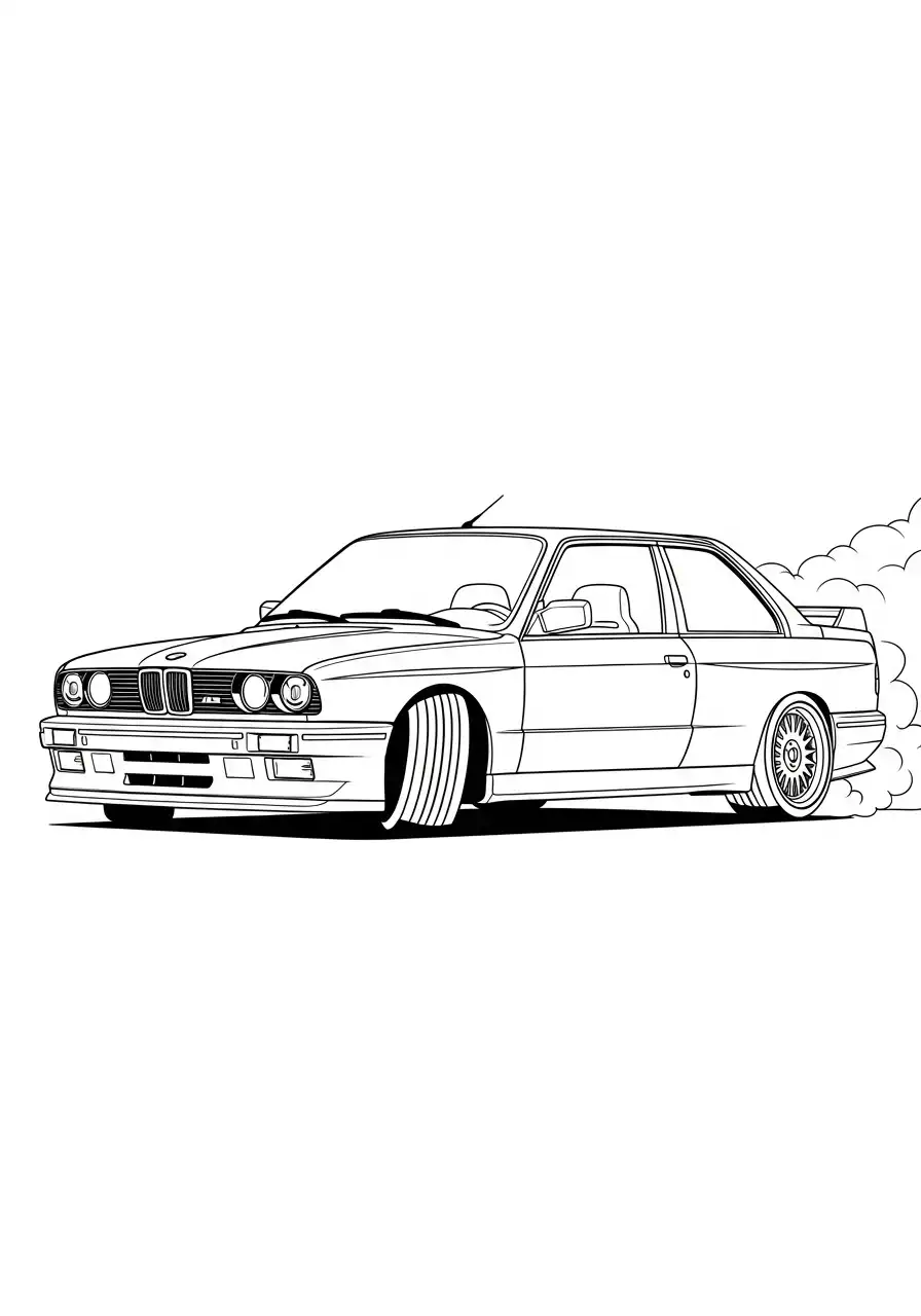 bmw m3 e30 driften met rook actie