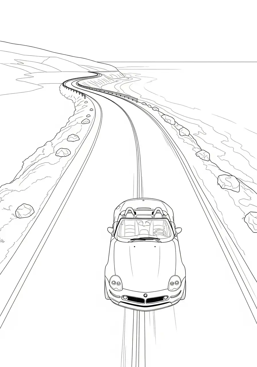 bmw z8 cabrio rijdt over bergweg uitzicht