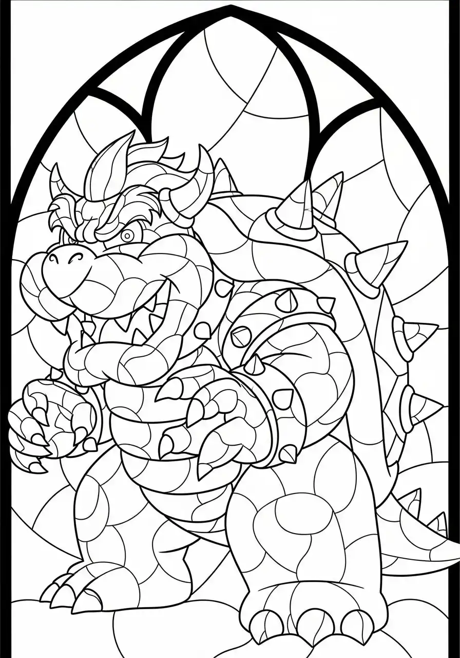 bowser glas in lood stijl kleurplaat