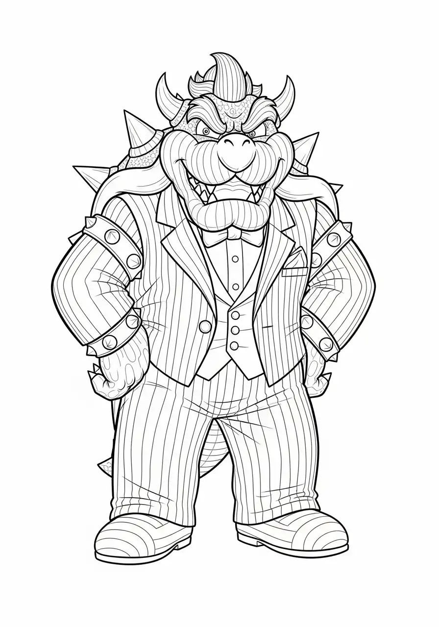 bowser in gestreept pak kleurplaat