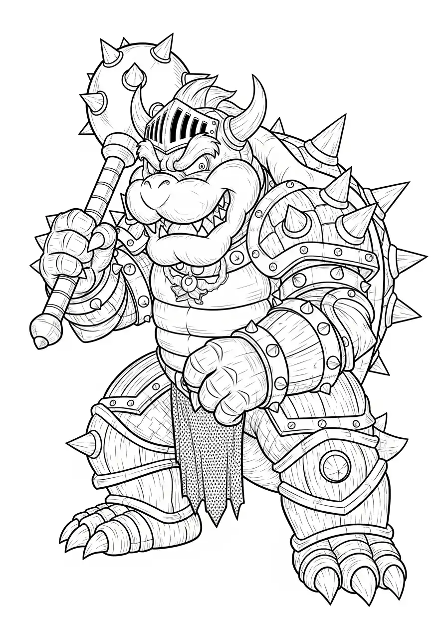 bowser in ridderharnas kleurplaat