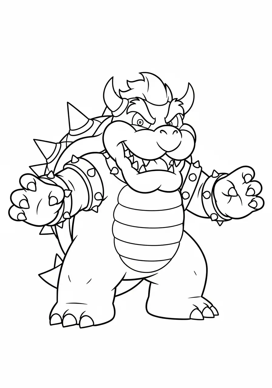 bowser klaar voor strijd kleurplaat