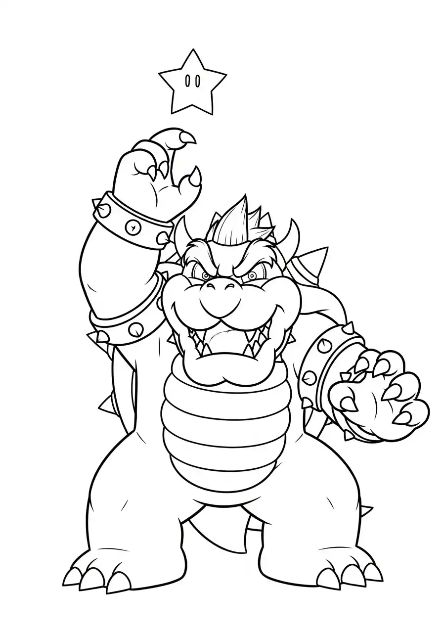 bowser met superster kleurplaat