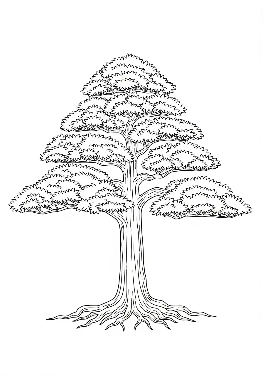 brede majestueuze boom kleurplaat