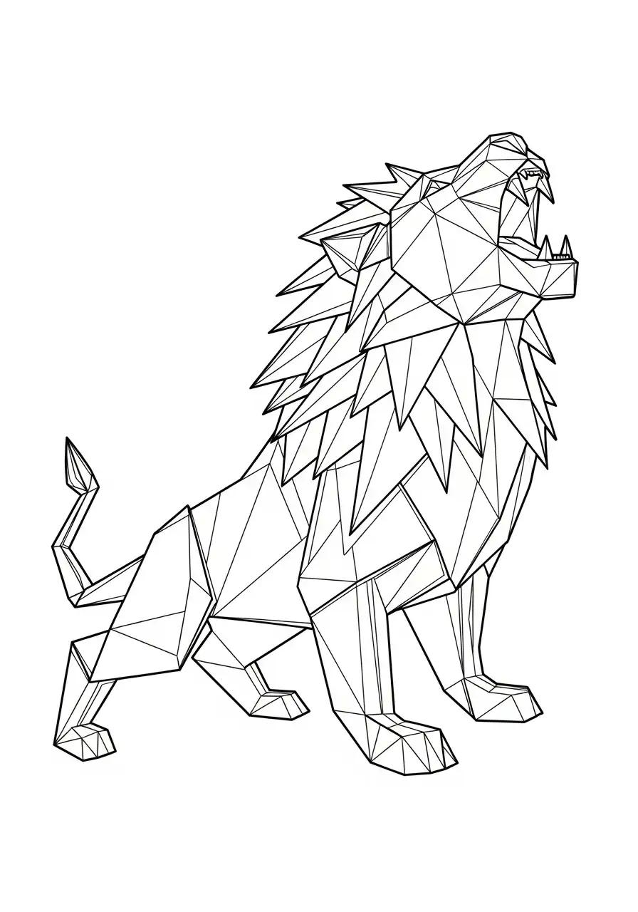 brullende leeuw origami kleurplaat
