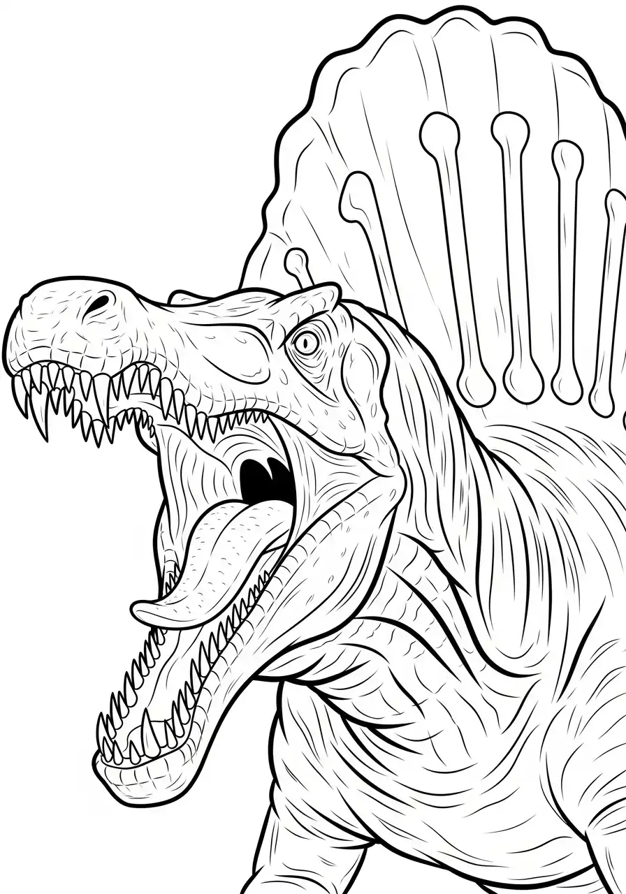 brullende spinosaurus close up kleurplaat