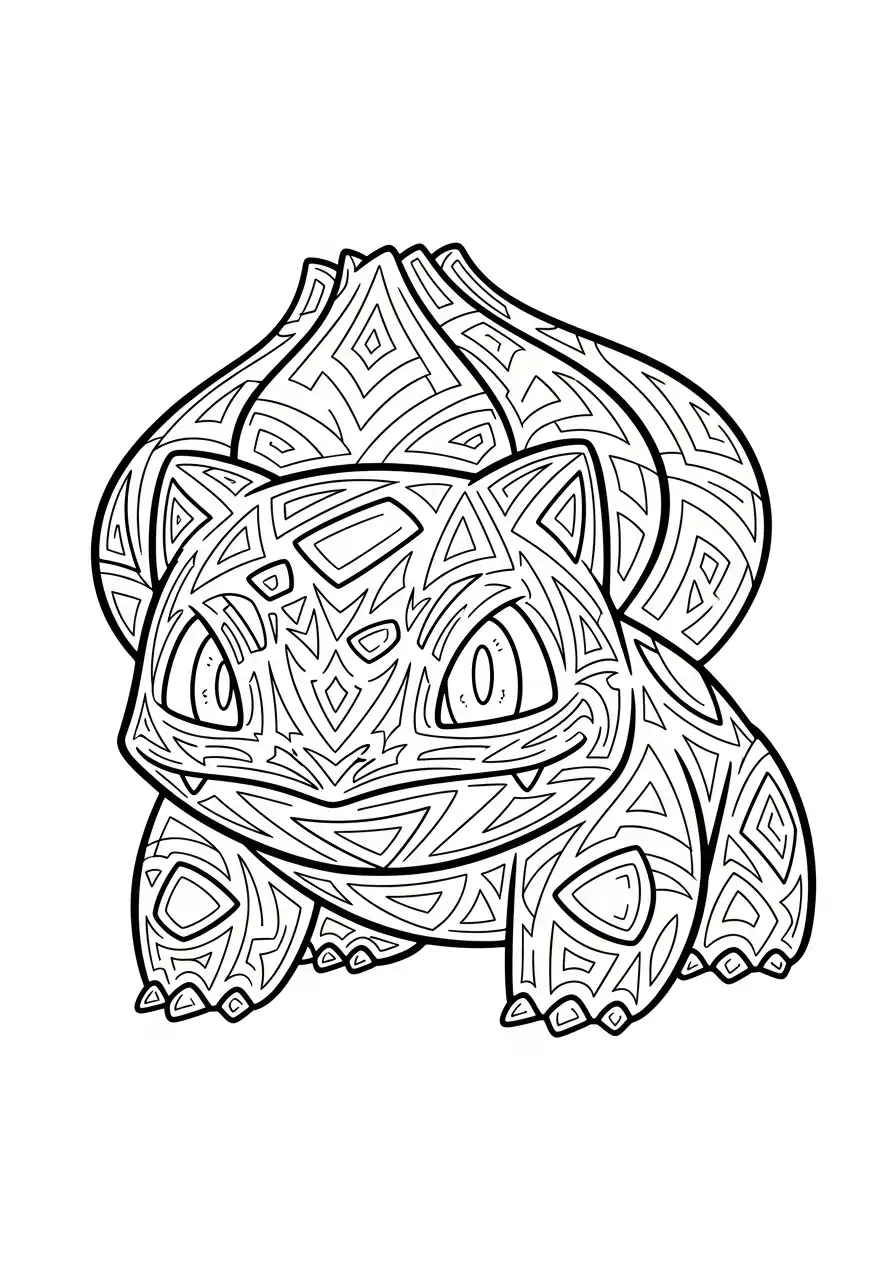 bulbasaur abstracte patroon kleurplaat