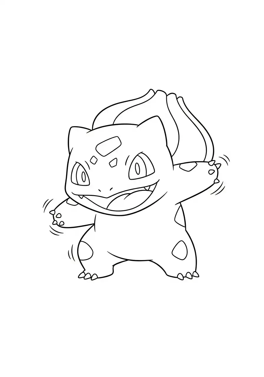 bulbasaur blij dansen kleurplaat