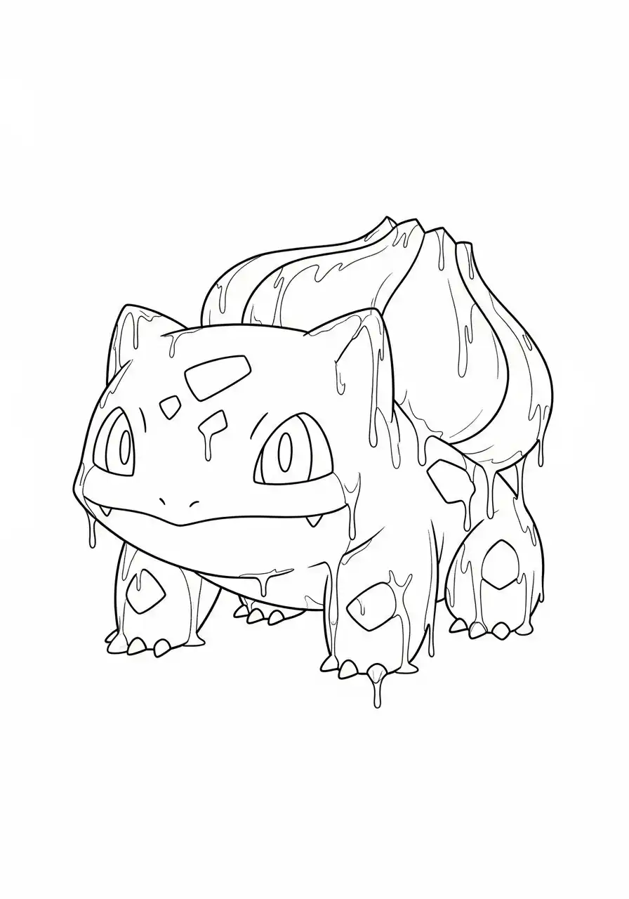 bulbasaur druipend slijm kleurplaat