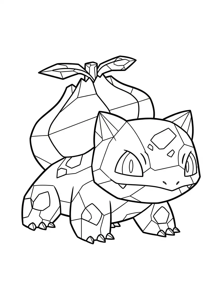 bulbasaur geometrisch stijl kleurplaat