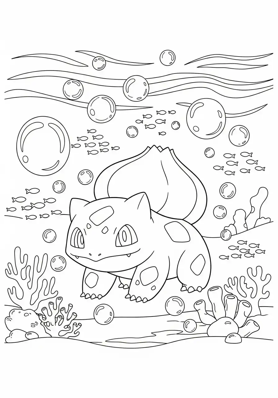 bulbasaur onderwater zee kleurplaat