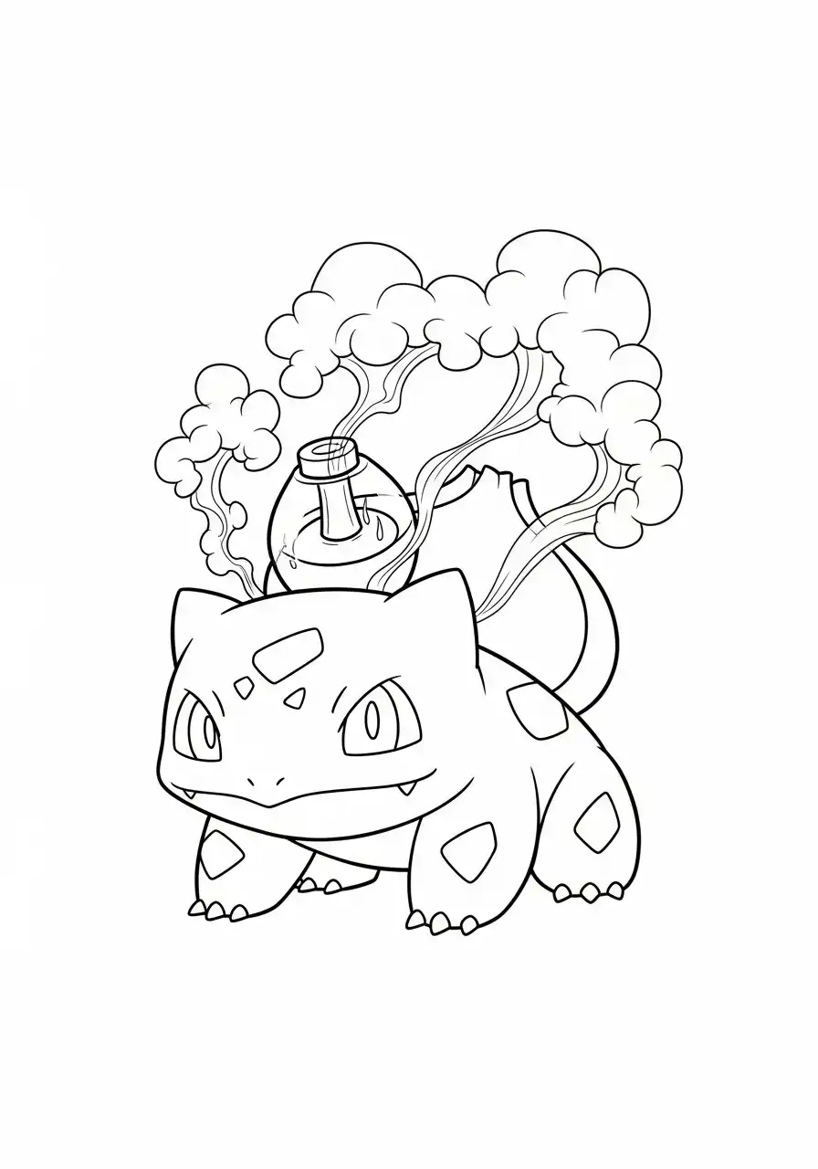 bulbasaur rook aanval kleurplaat