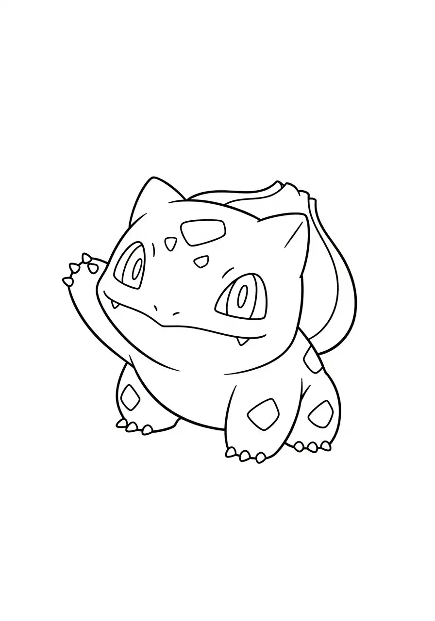 bulbasaur vriendelijk zwaaiend kleurplaat