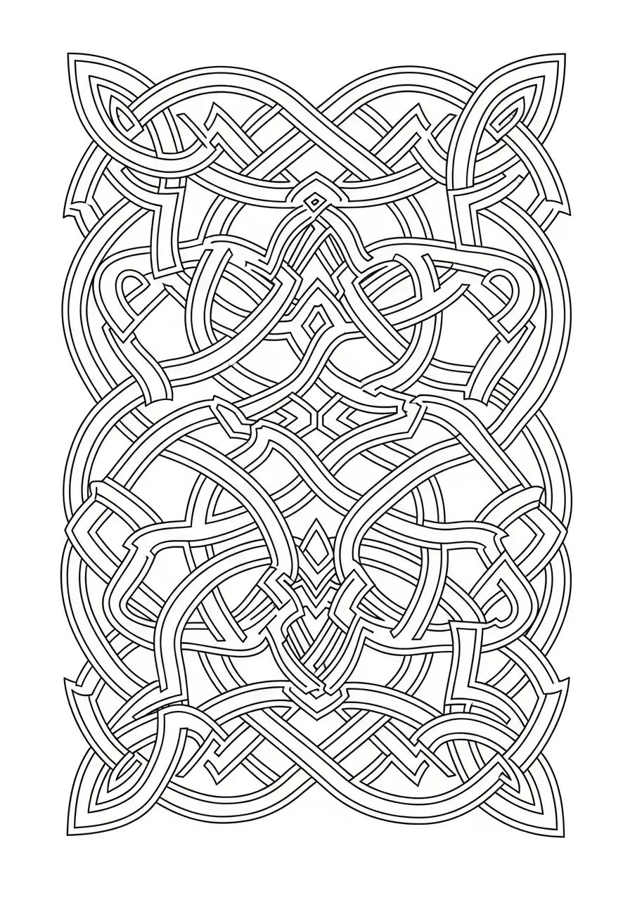 Kleurplaat Optische illusies 11 complex keltisch knoopwerk kleurplaat