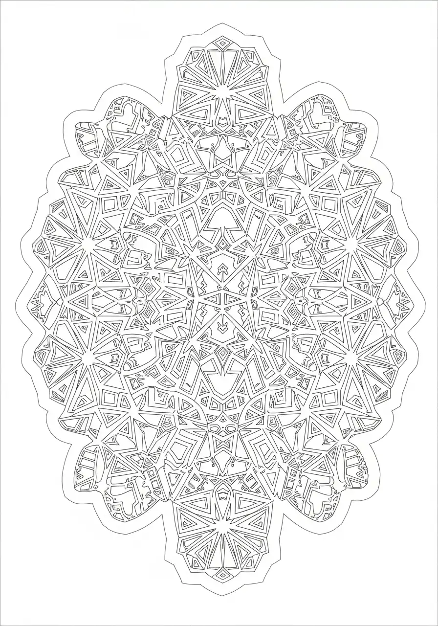 Kleurplaat Sticker 12 complexe mandala kleurplaat