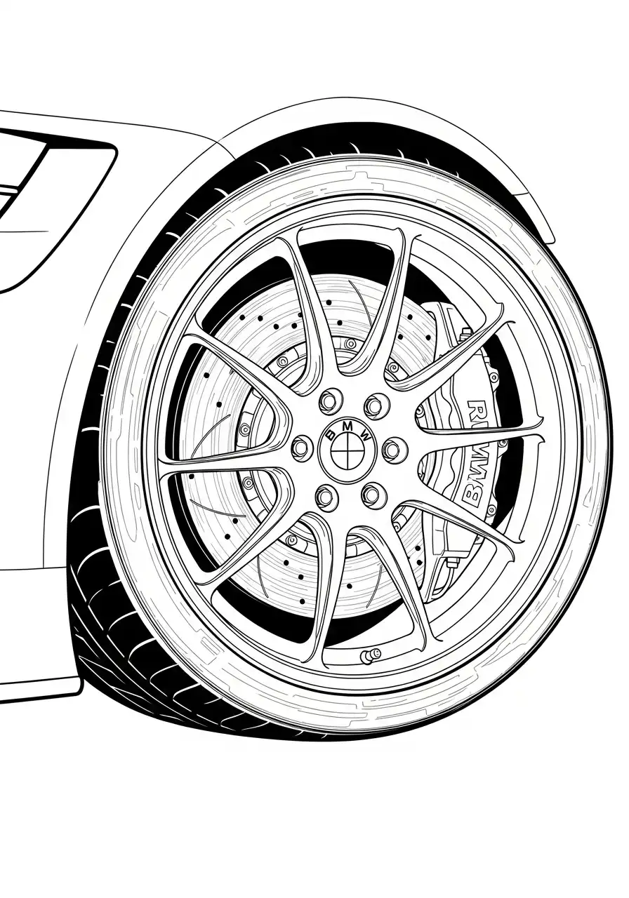 detail bmw velg met sportremmen close up
