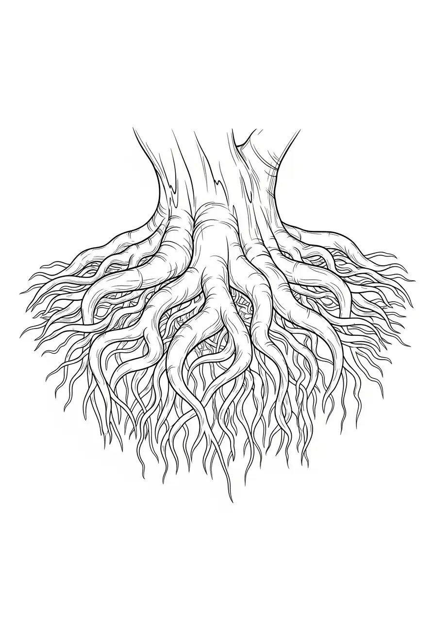 dichte ondergrondse wortels kleurplaat