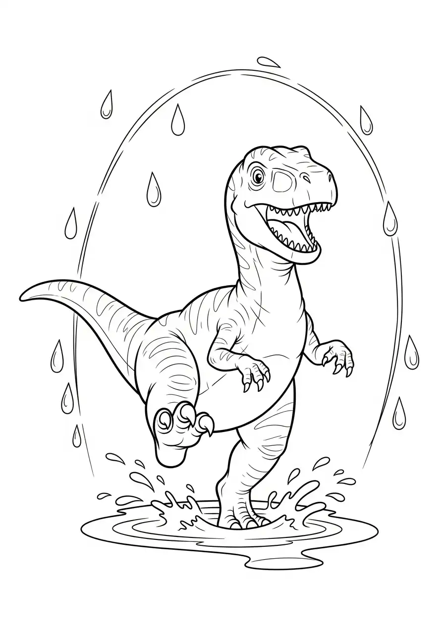Gigantosaurus Kleurplaat 10 dino danst in de regen kleurplaat