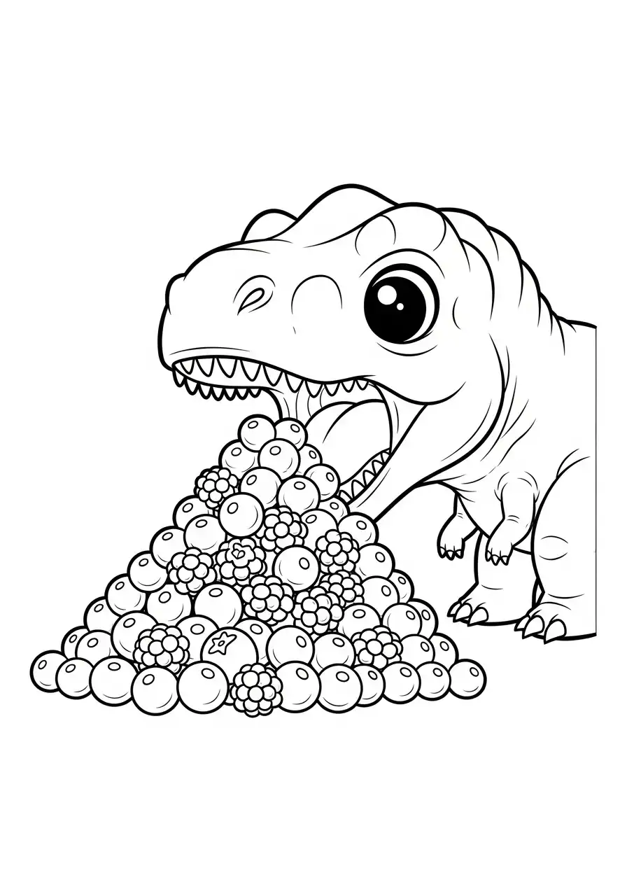Gigantosaurus Kleurplaat 12 dino eet een berg bessen kleurplaat