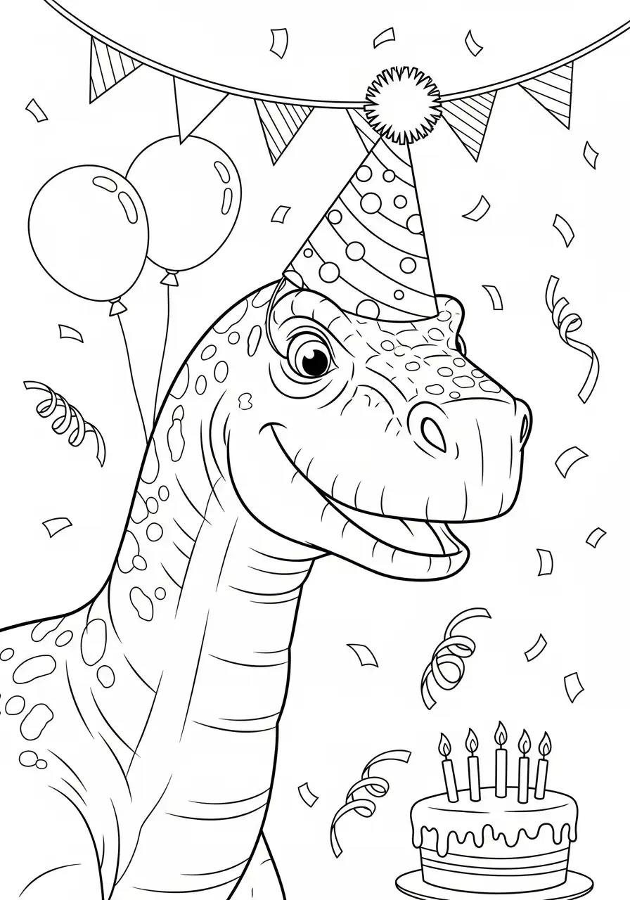 Gigantosaurus Kleurplaat 18 dino op verjaardagsfeest kleurplaat